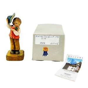 1991 ANRI Carved Wood Figurine With All My Heart Statue NOS Ferrandiz Valentine